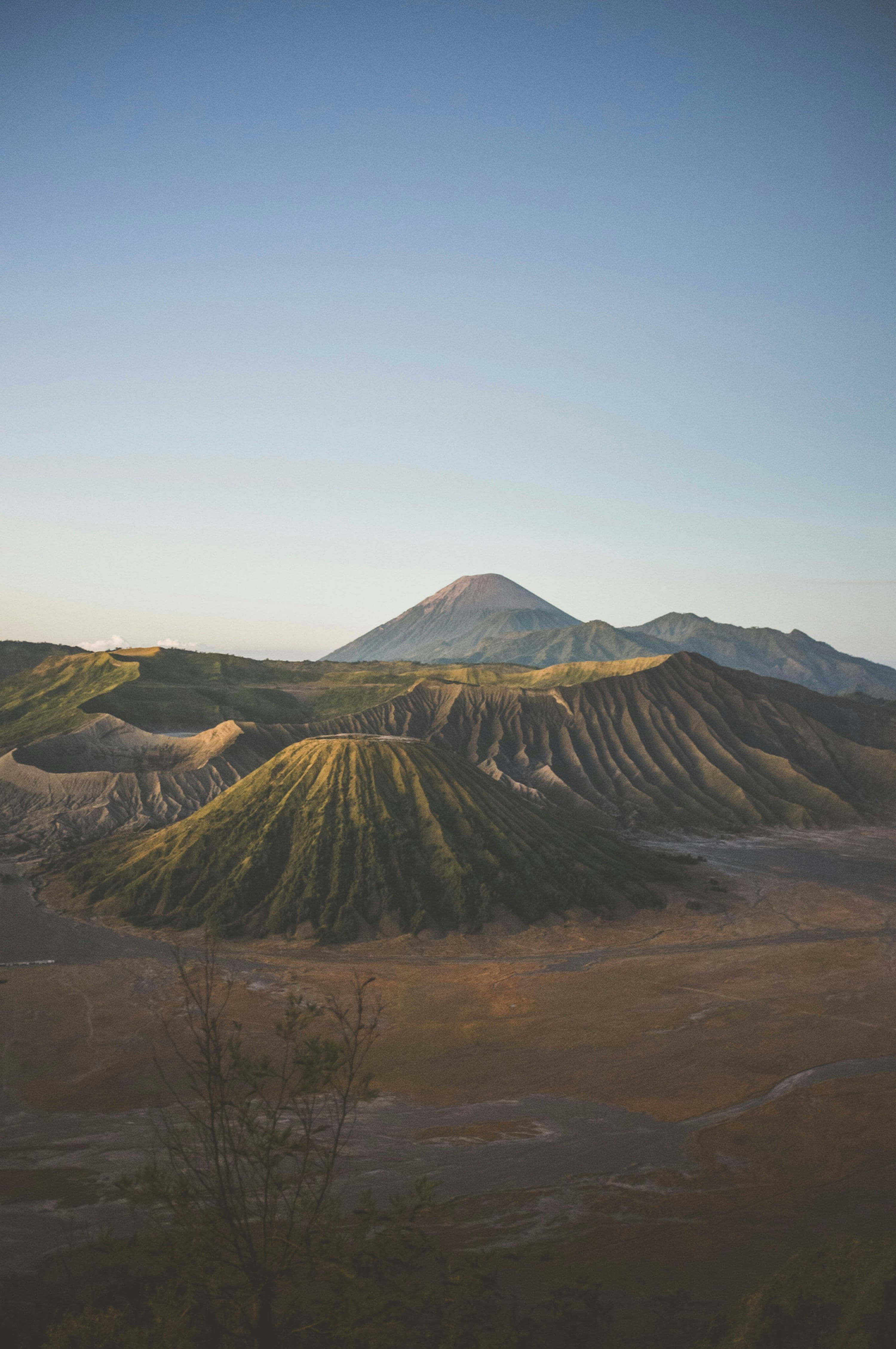 Savanna Bromo dengan bukit hijau bergelombang
